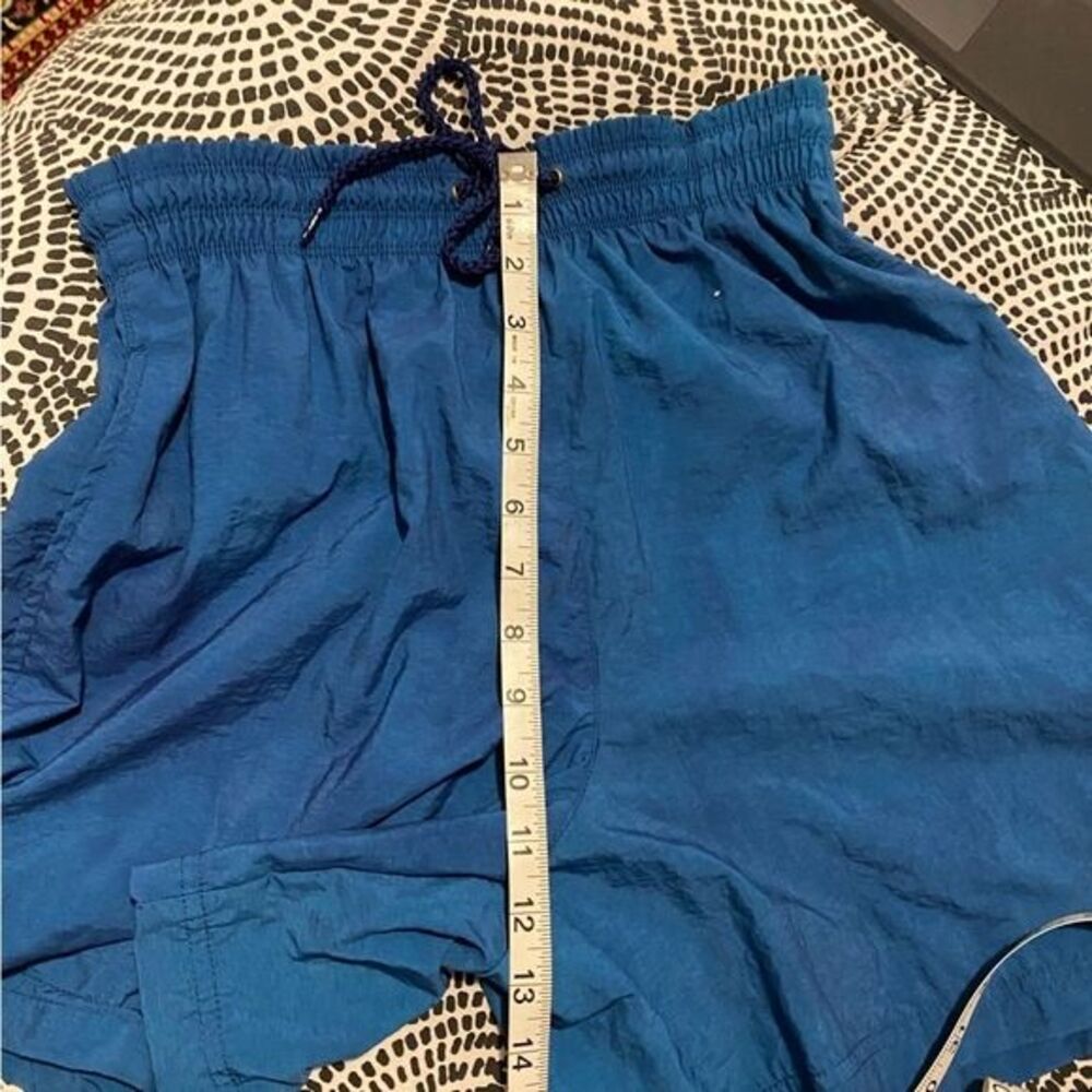 Vintage Side1 Size Small 100% Nylon 80s Teal Blue Shorts Swim Trunks - Picture 6 of 8